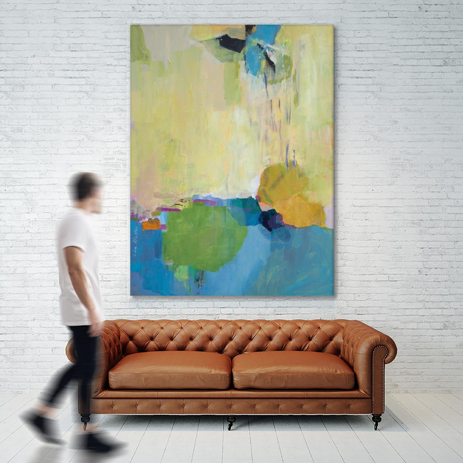 The Promise of Something by Lina Alattar on GIANT ART - blue,yellow abstracts, contemporary