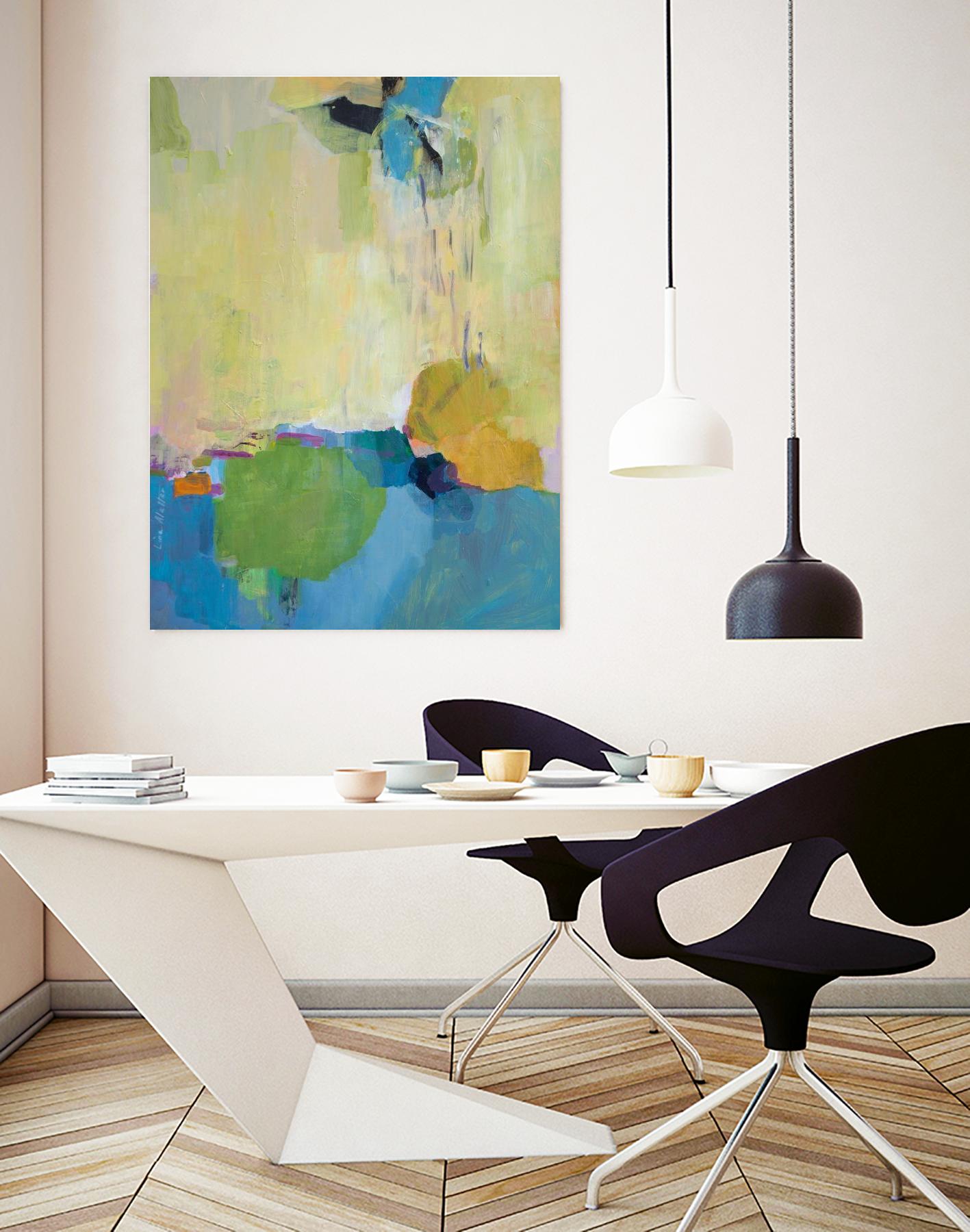 The Promise of Something by Lina Alattar on GIANT ART - blue,yellow abstracts, contemporary