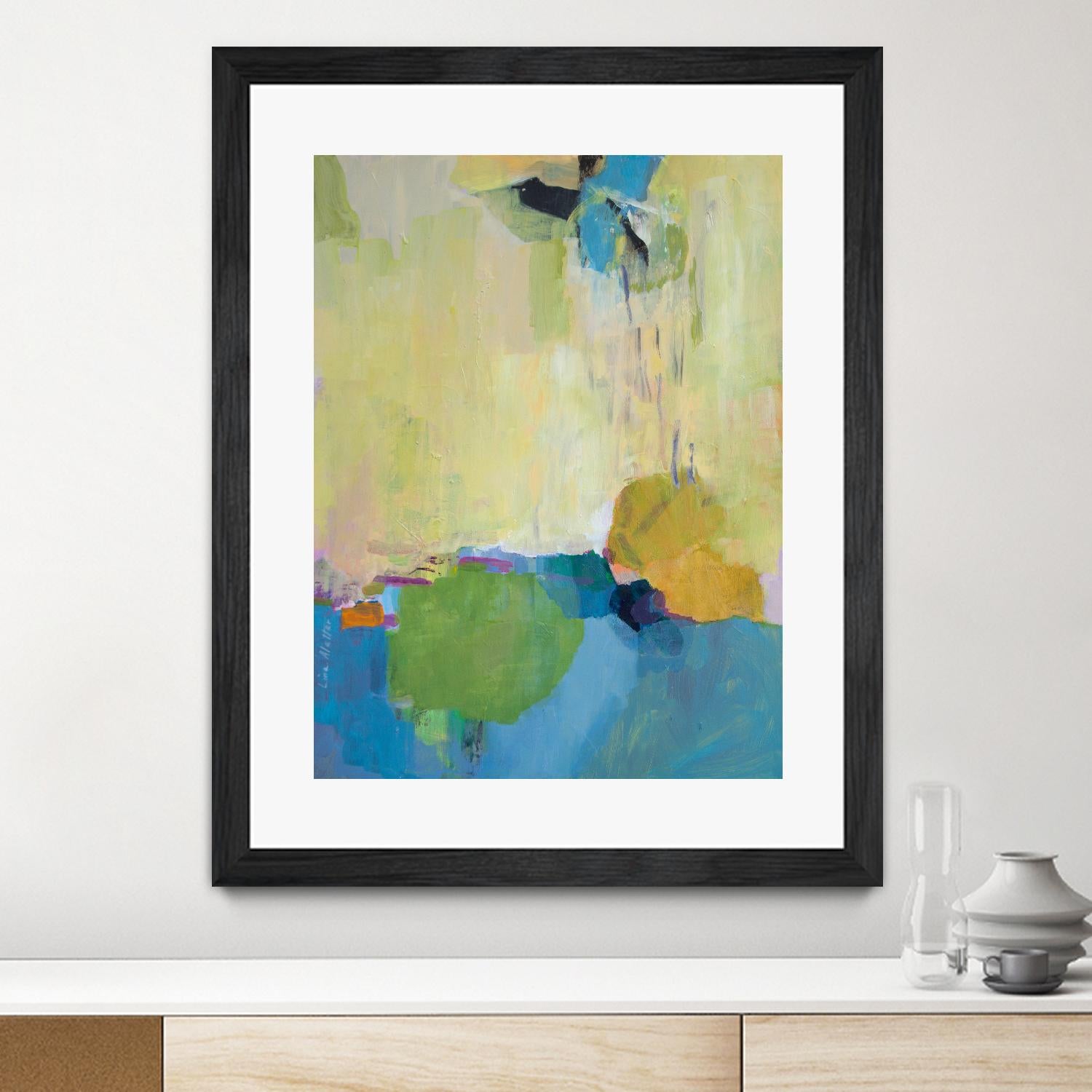 The Promise of Something by Lina Alattar on GIANT ART - blue,yellow abstracts, contemporary