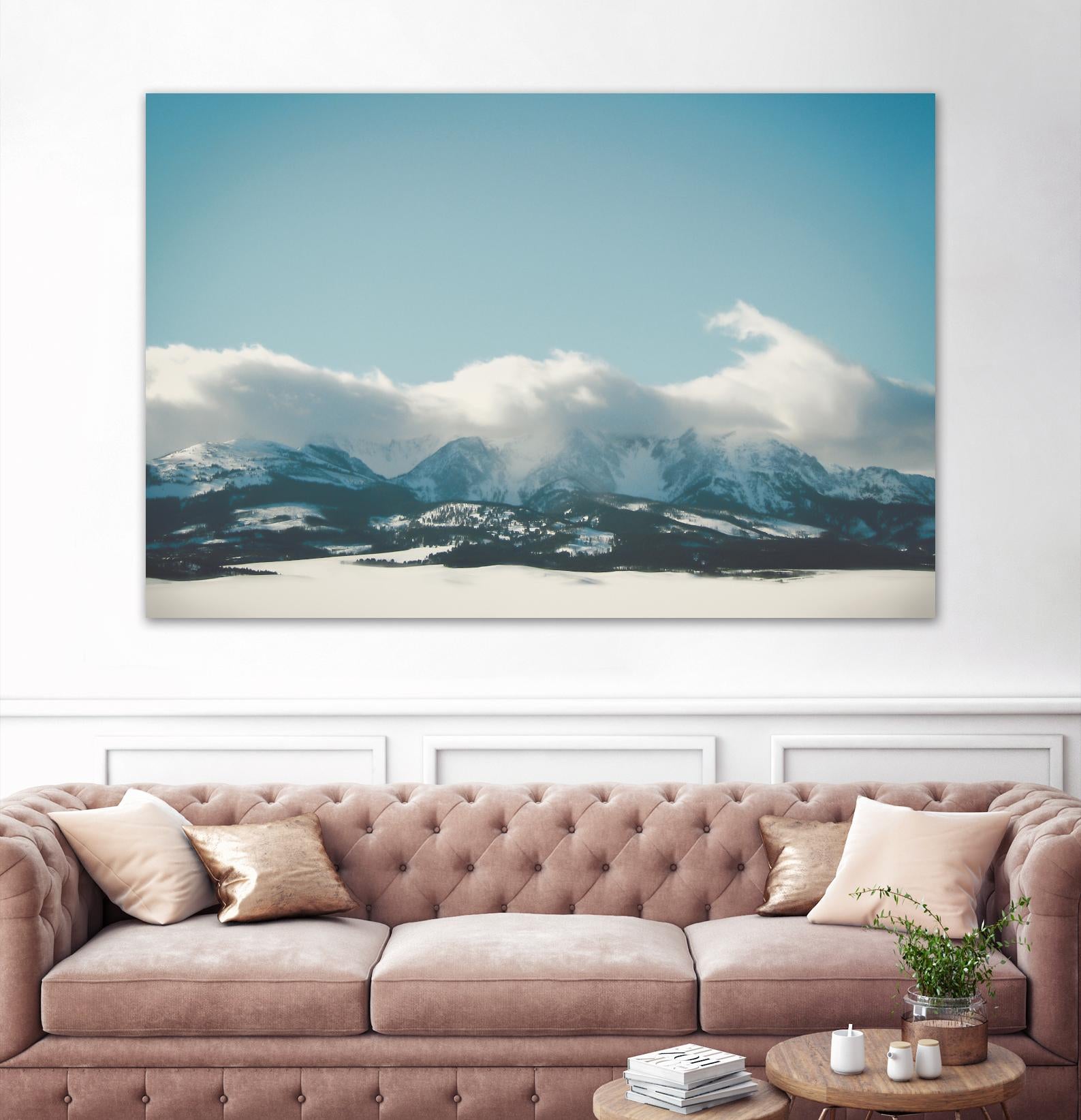 Bridger Mountain Cloud Cover by Annie Bailey Art on GIANT ART - white,blue landscapes, photography, mountains, snow, winter, hills