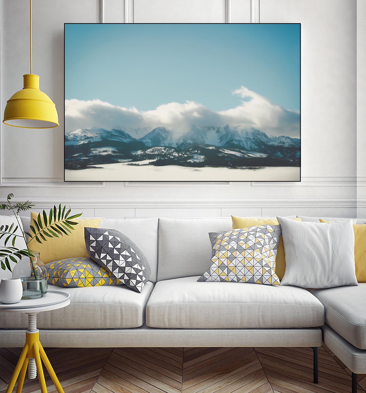 Bridger Mountain Cloud Cover by Annie Bailey Art on GIANT ART - white,blue landscapes, photography, mountains, snow, winter, hills