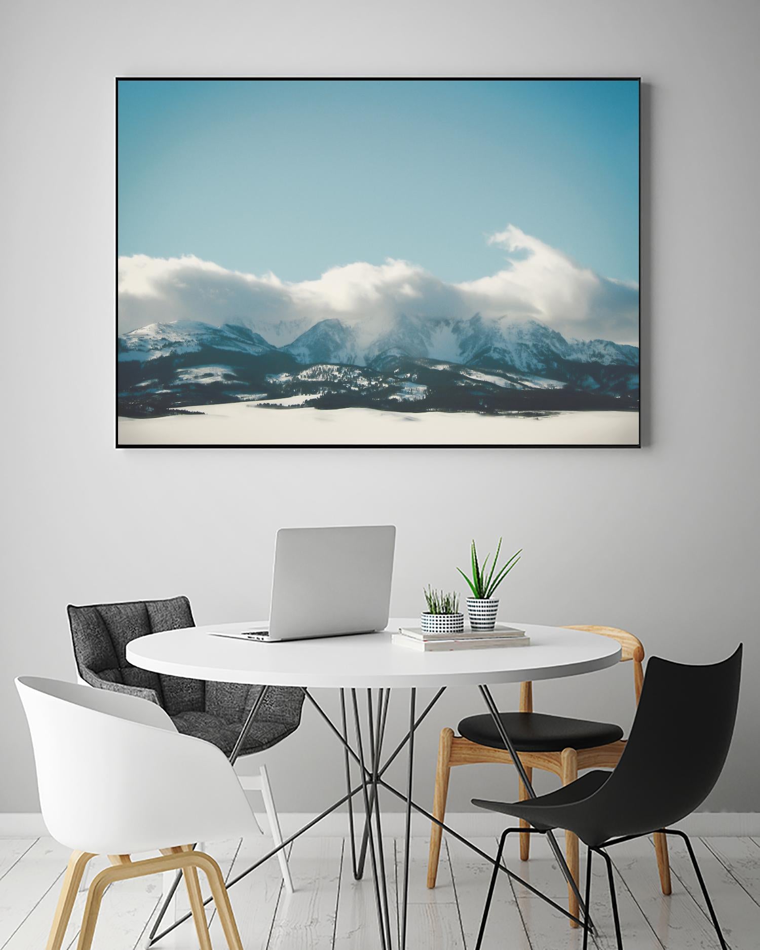 Bridger Mountain Cloud Cover by Annie Bailey Art on GIANT ART - white,blue landscapes, photography, mountains, snow, winter, hills