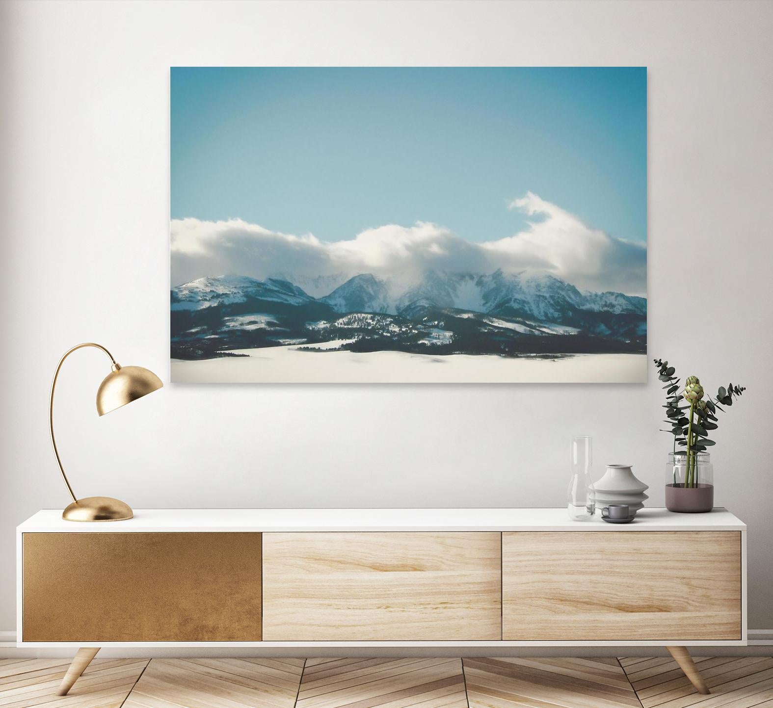 Bridger Mountain Cloud Cover by Annie Bailey Art on GIANT ART - white,blue landscapes, photography, mountains, snow, winter, hills