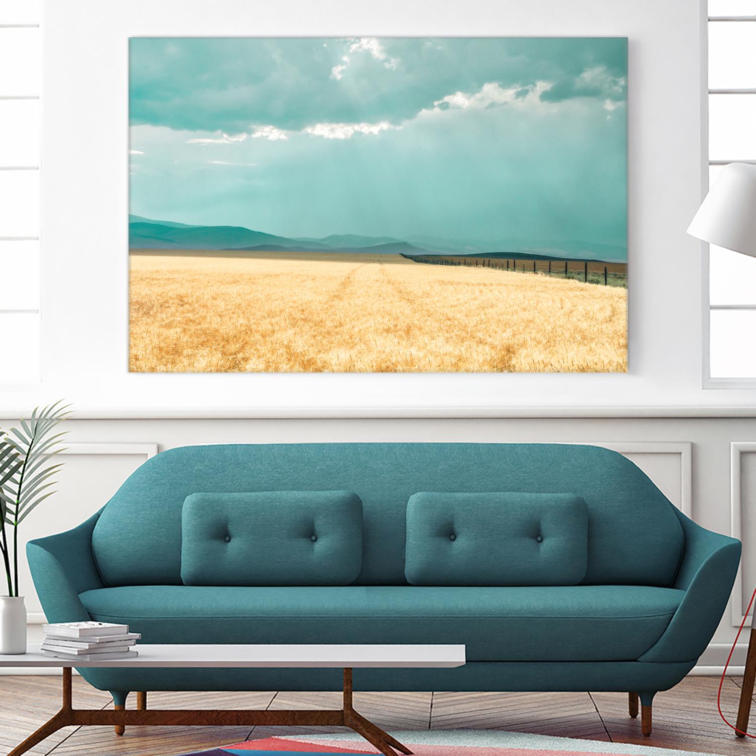 Harvest Shadow by Annie Bailey Art on GIANT ART - blue,beige landscapes, photography, farms, hills