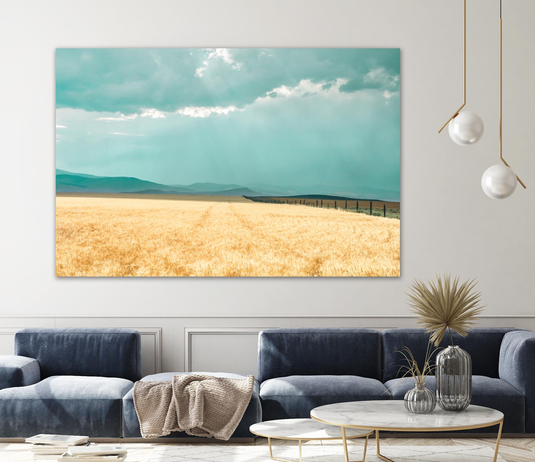 Harvest Shadow by Annie Bailey Art on GIANT ART - blue,beige landscapes, photography, farms, hills
