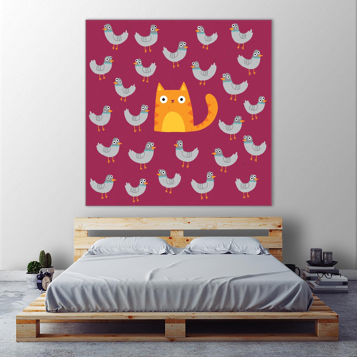 Cat amongst the Pigeons by Michael Buxton on GIANT ART - multicolor urban/pop surrealism; animals; contemporary