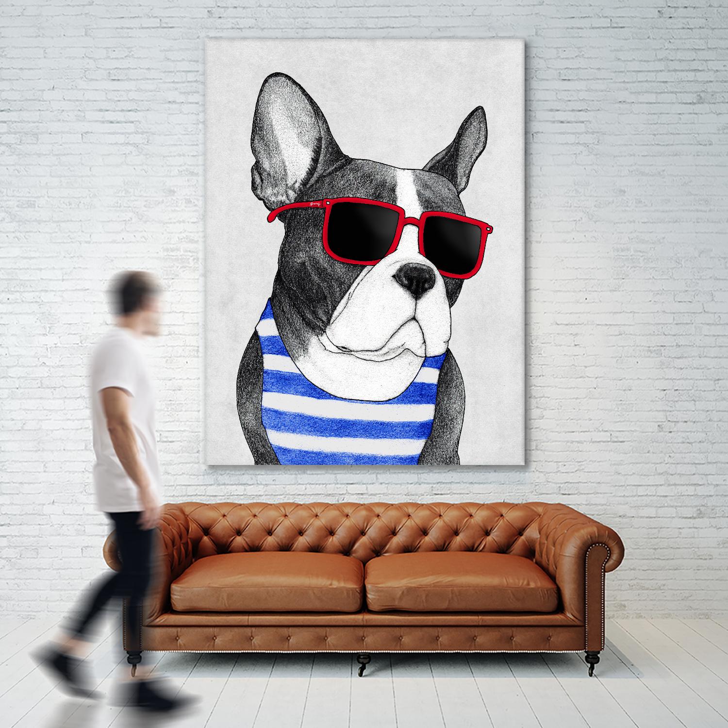 Frenchie Summer Style by Barruf on GIANT ART - multicolor urban/pop surrealism; animals