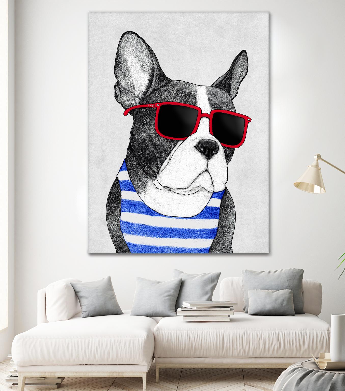 Frenchie Summer Style by Barruf on GIANT ART - multicolor urban/pop surrealism; animals
