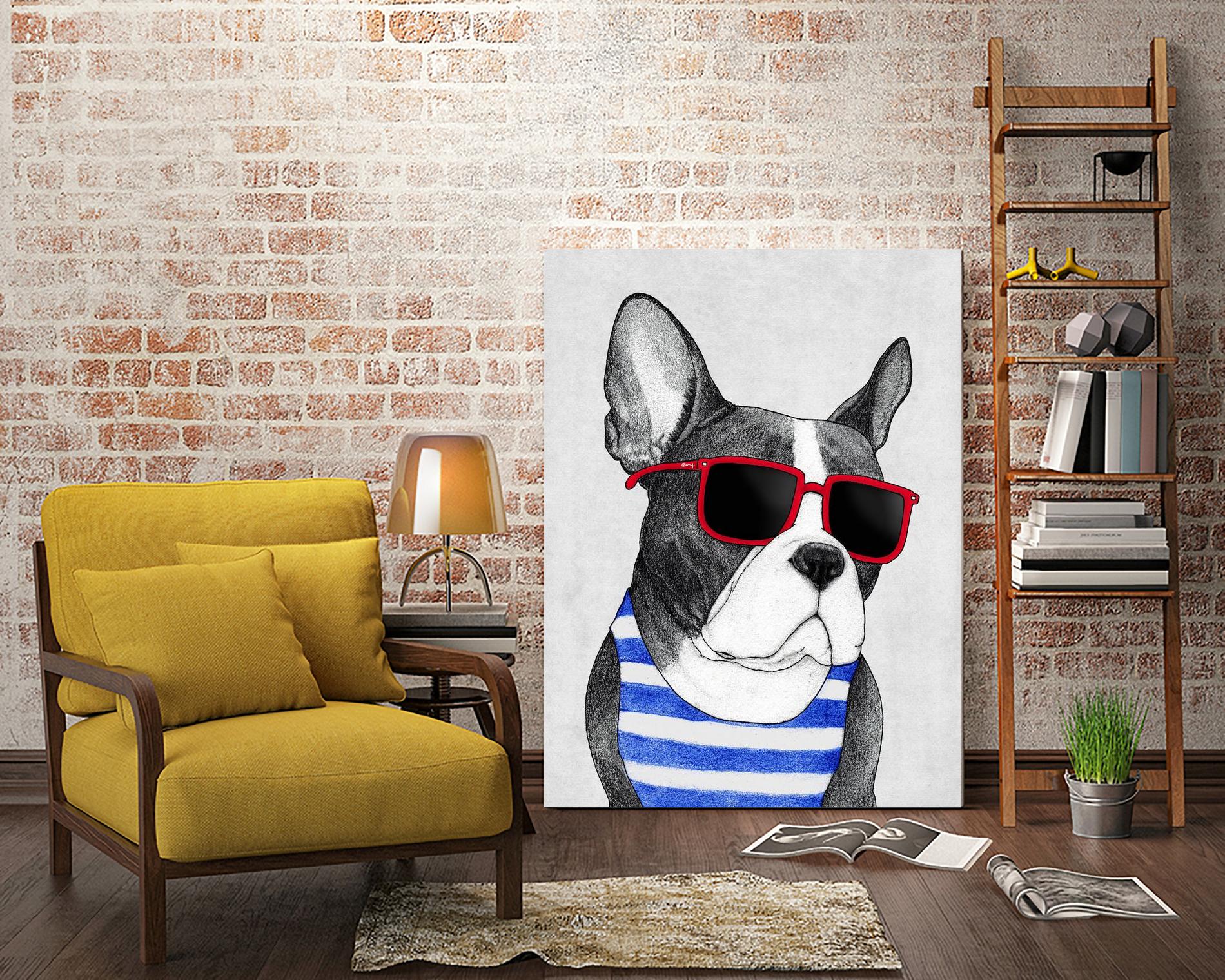 Frenchie Summer Style by Barruf on GIANT ART - multicolor urban/pop surrealism; animals