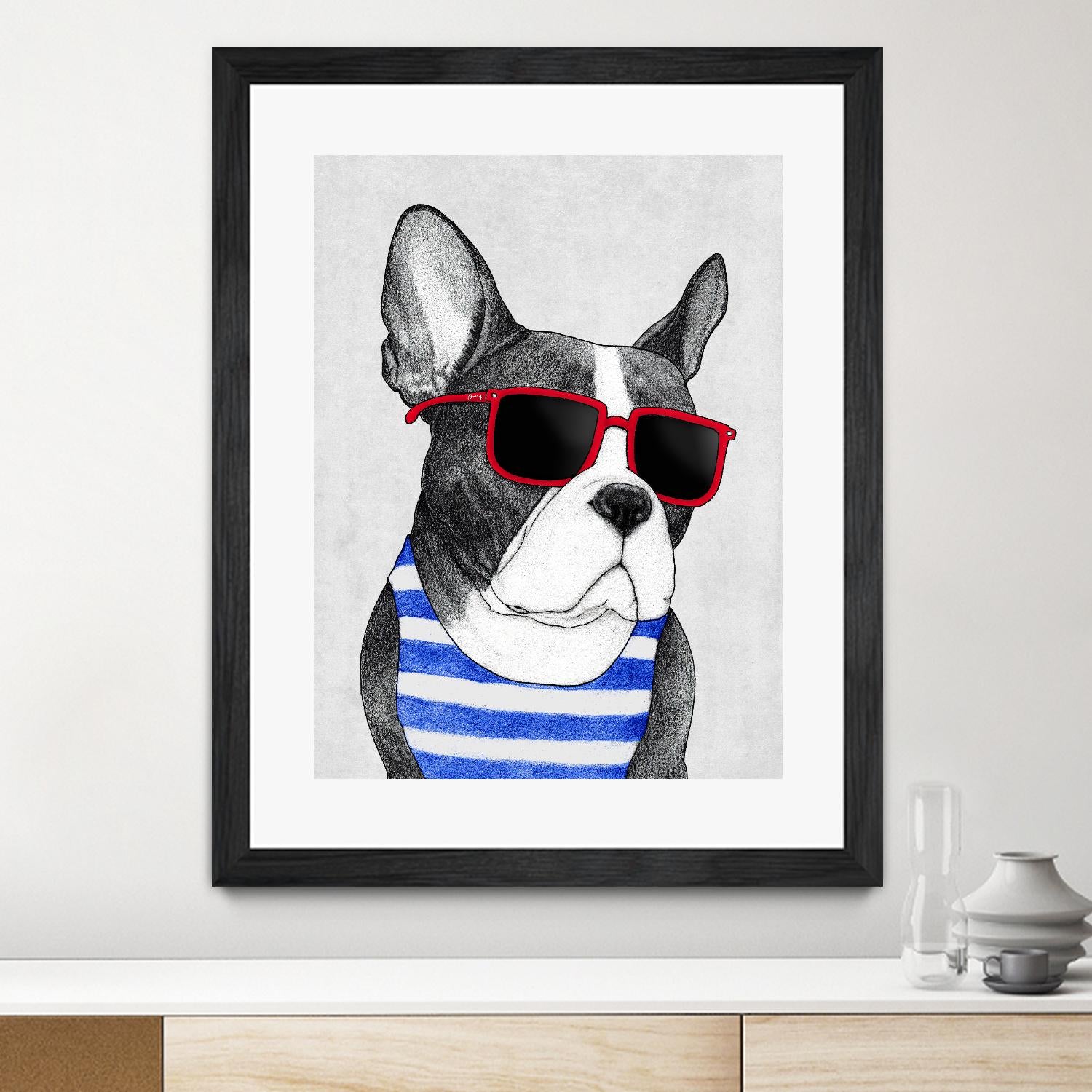 Frenchie Summer Style by Barruf on GIANT ART - multicolor urban/pop surrealism; animals