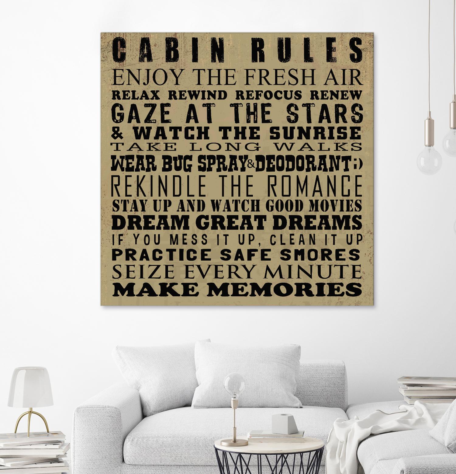 Cabin Rules by Jim Baldwin on GIANT ART - multicolor inspirational