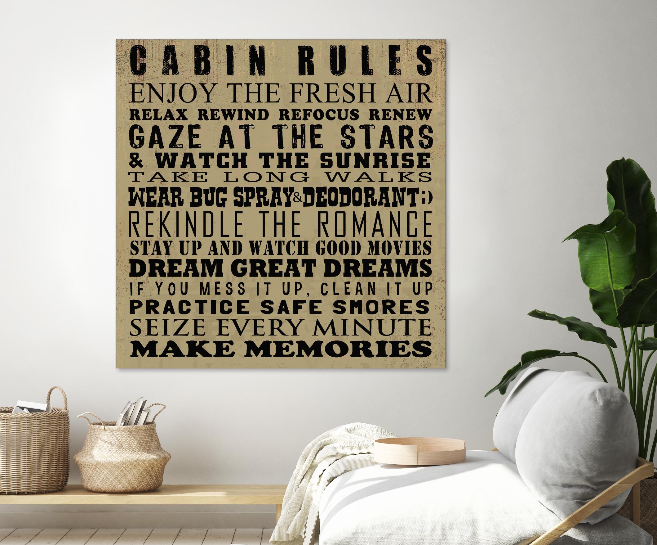 Cabin Rules by Jim Baldwin on GIANT ART - multicolor inspirational