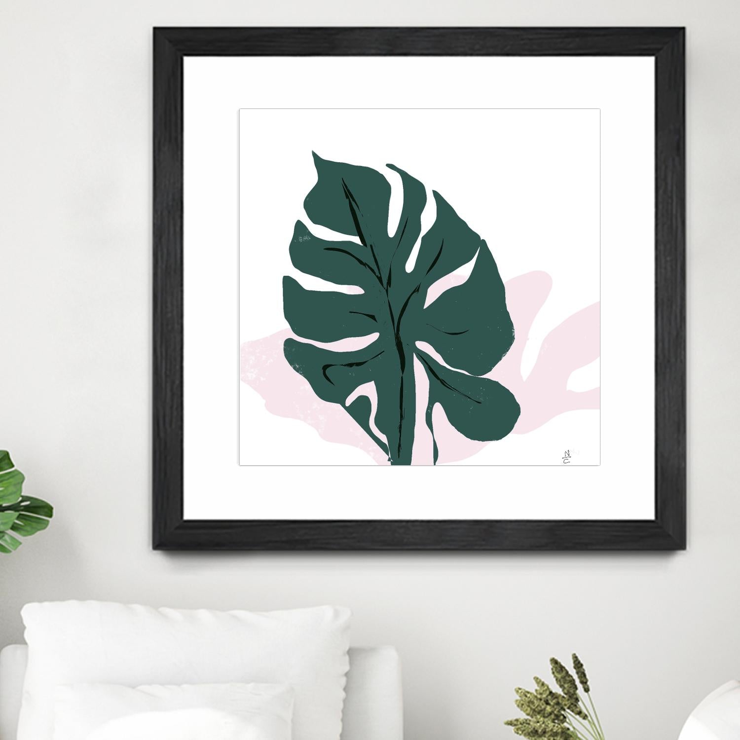 Pink Shadow by Niya Christine on GIANT ART - green contemporary, floral/still life, leaves