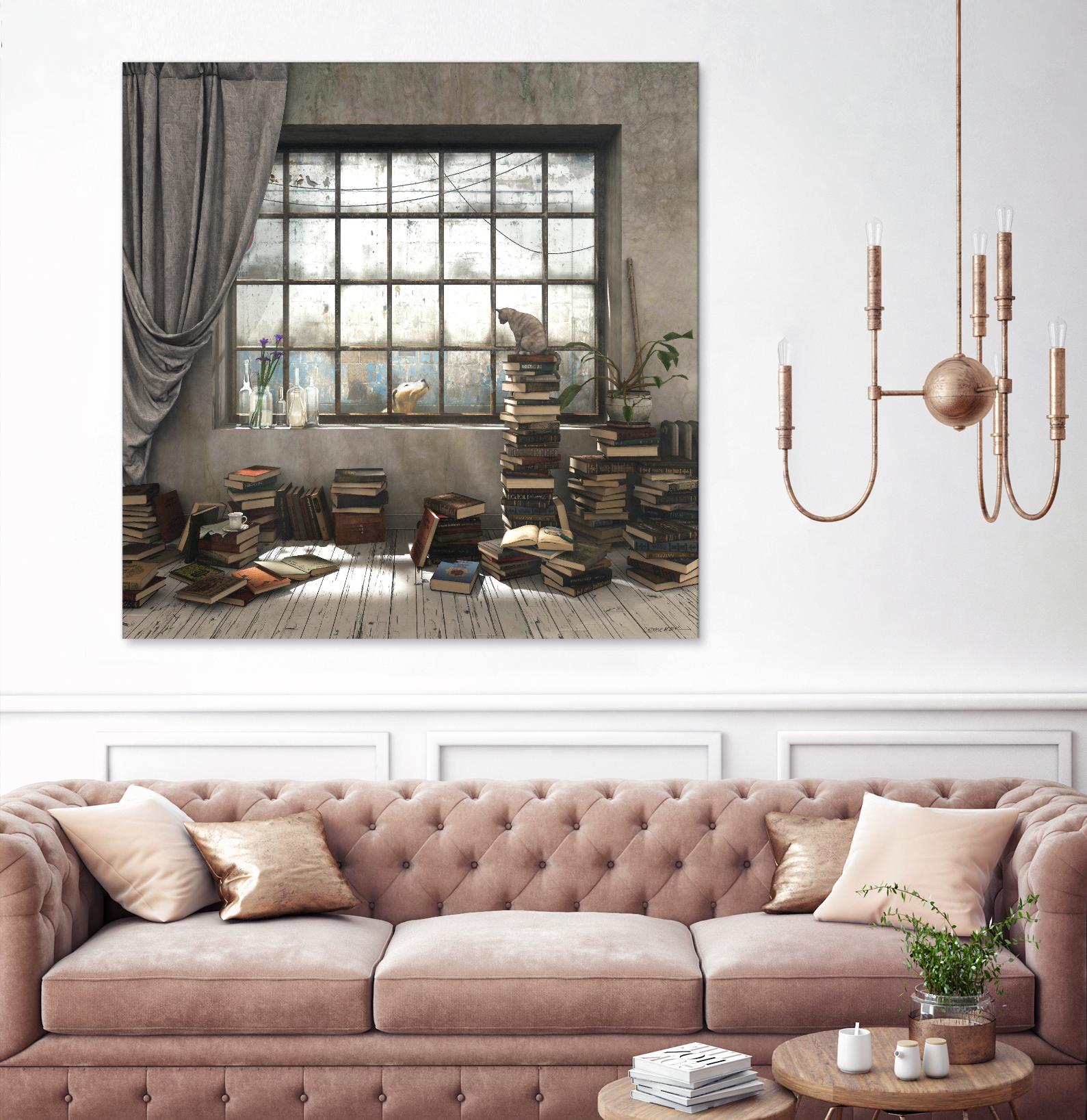 Introvert by Cynthia Decker on GIANT ART - multi children, contemporary, animals, cats, dogs, windows