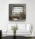 Introvert by Cynthia Decker on GIANT ART - multi children, contemporary, animals, cats, dogs, windows