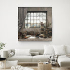 Introvert by Cynthia Decker on GIANT ART - multi children, contemporary, animals, cats, dogs, windows