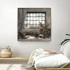 Introvert by Cynthia Decker on GIANT ART - multi children, contemporary, animals, cats, dogs, windows