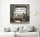 Introvert by Cynthia Decker on GIANT ART - multi children, contemporary, animals, cats, dogs, windows