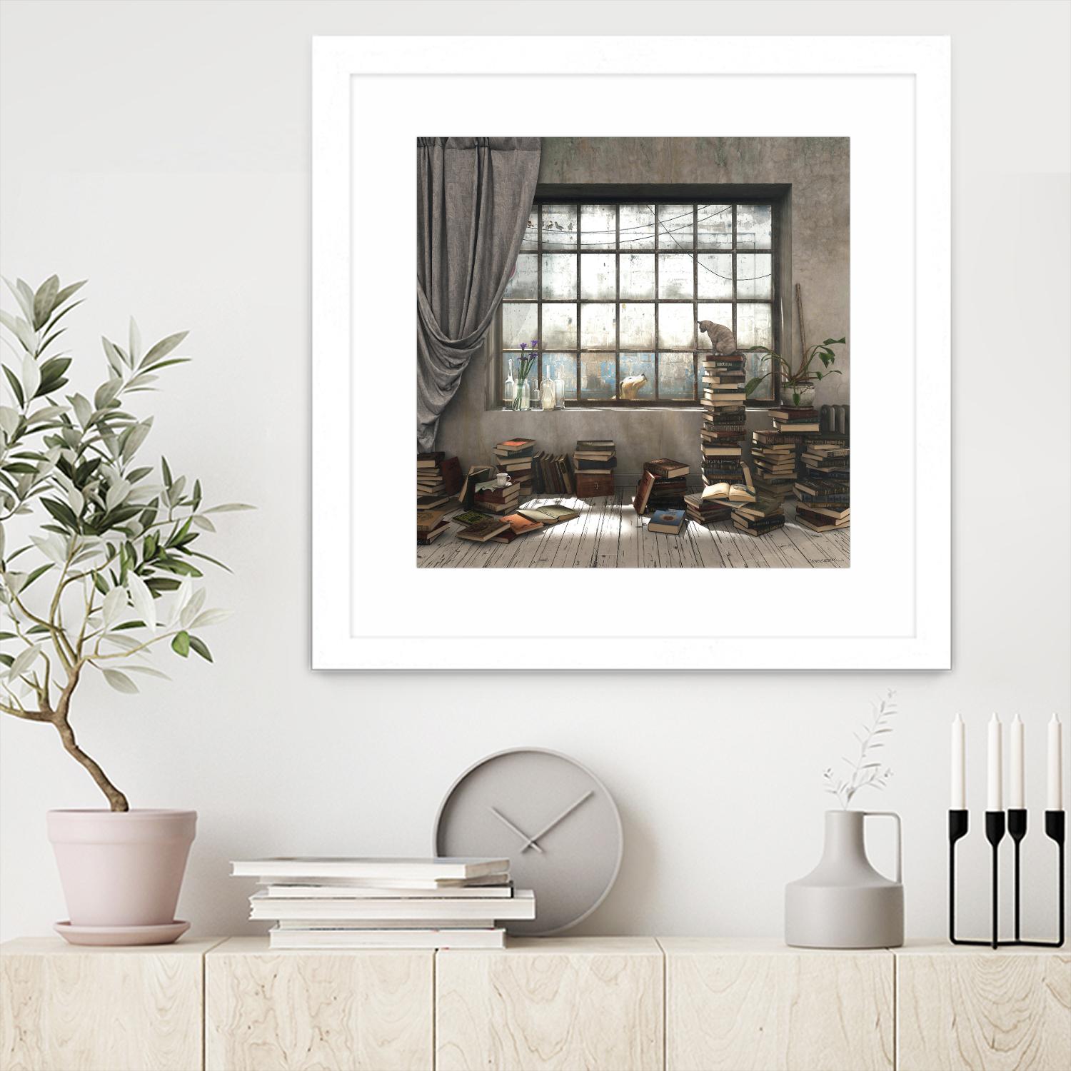 Introvert by Cynthia Decker on GIANT ART - multi children, contemporary, animals, cats, dogs, windows