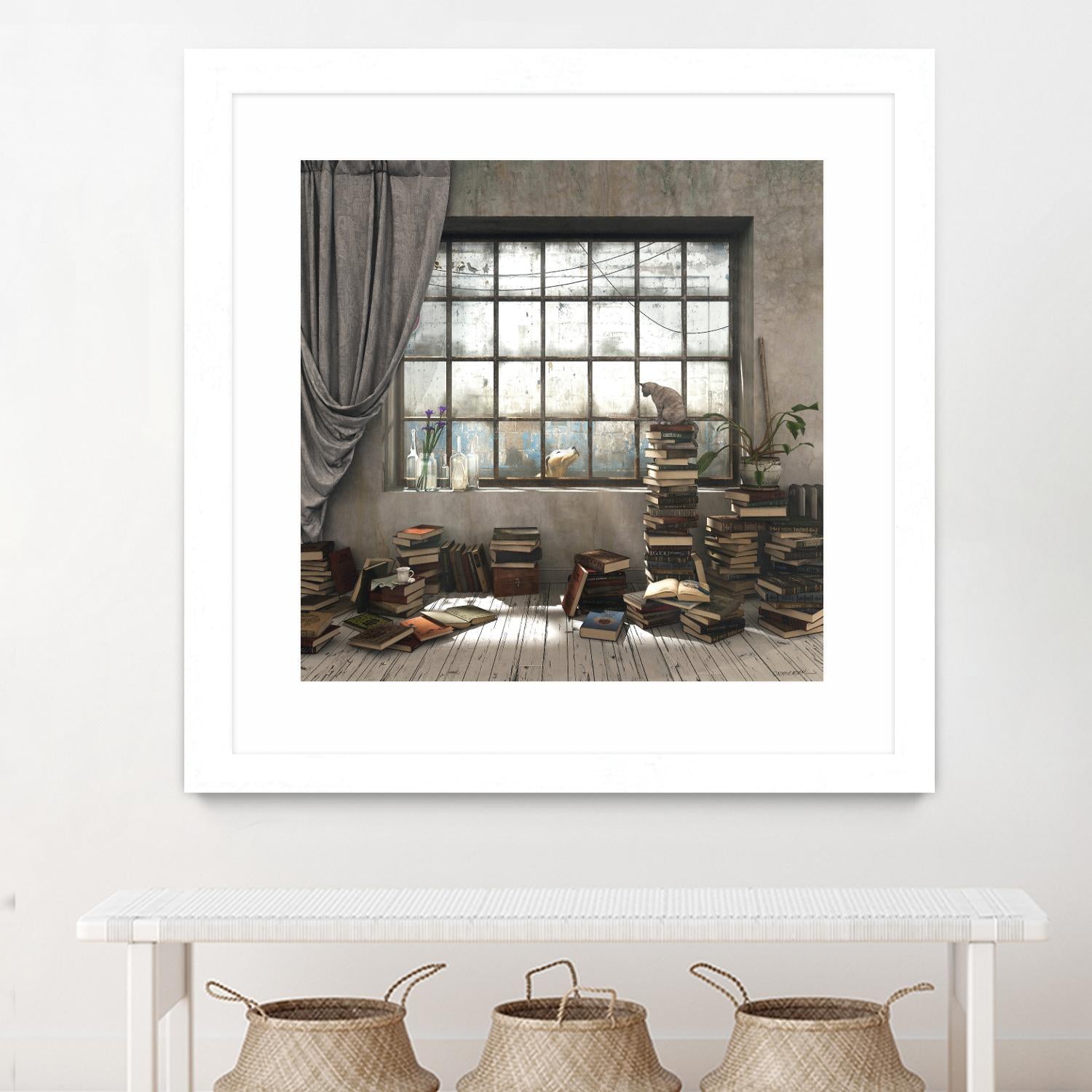 Introvert by Cynthia Decker on GIANT ART - multi children, contemporary, animals, cats, dogs, windows