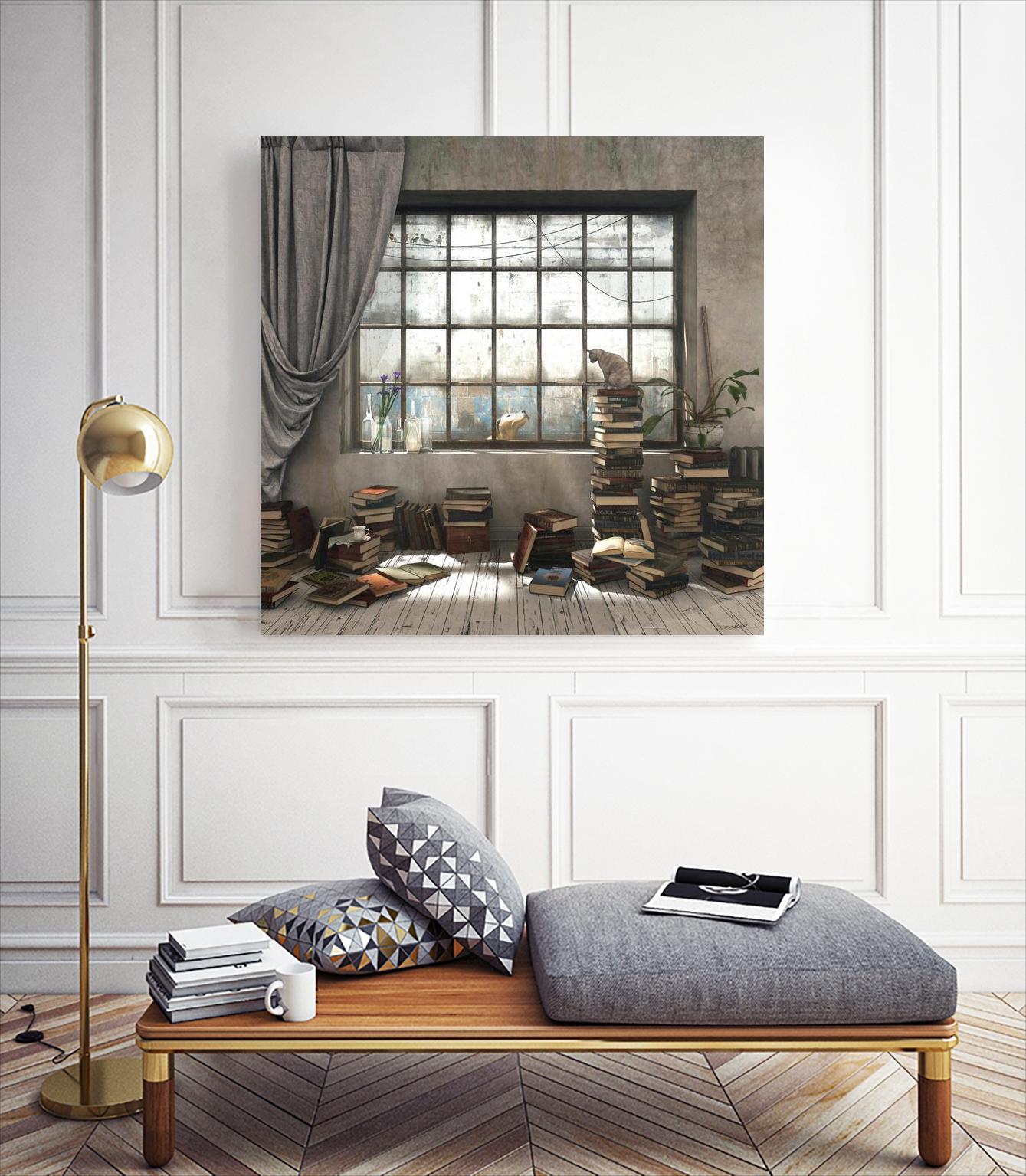 Introvert by Cynthia Decker on GIANT ART - multi children, contemporary, animals, cats, dogs, windows