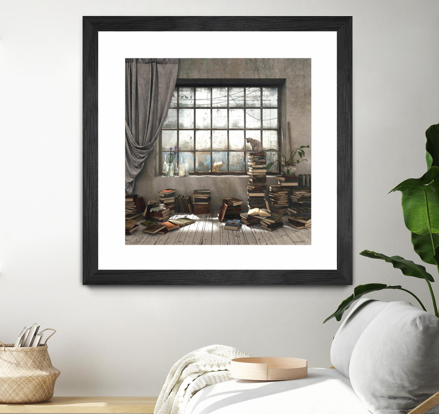 Introvert by Cynthia Decker on GIANT ART - multi children, contemporary, animals, cats, dogs, windows