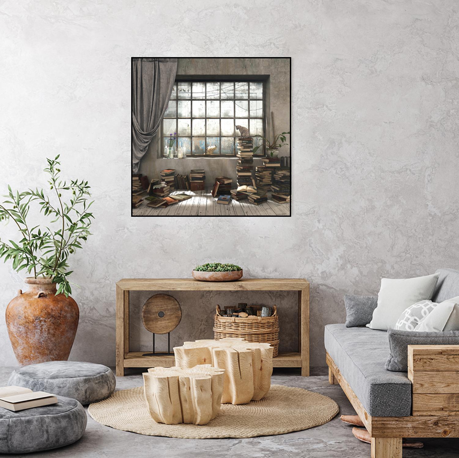 Introvert by Cynthia Decker on GIANT ART - multi children, contemporary, animals, cats, dogs, windows