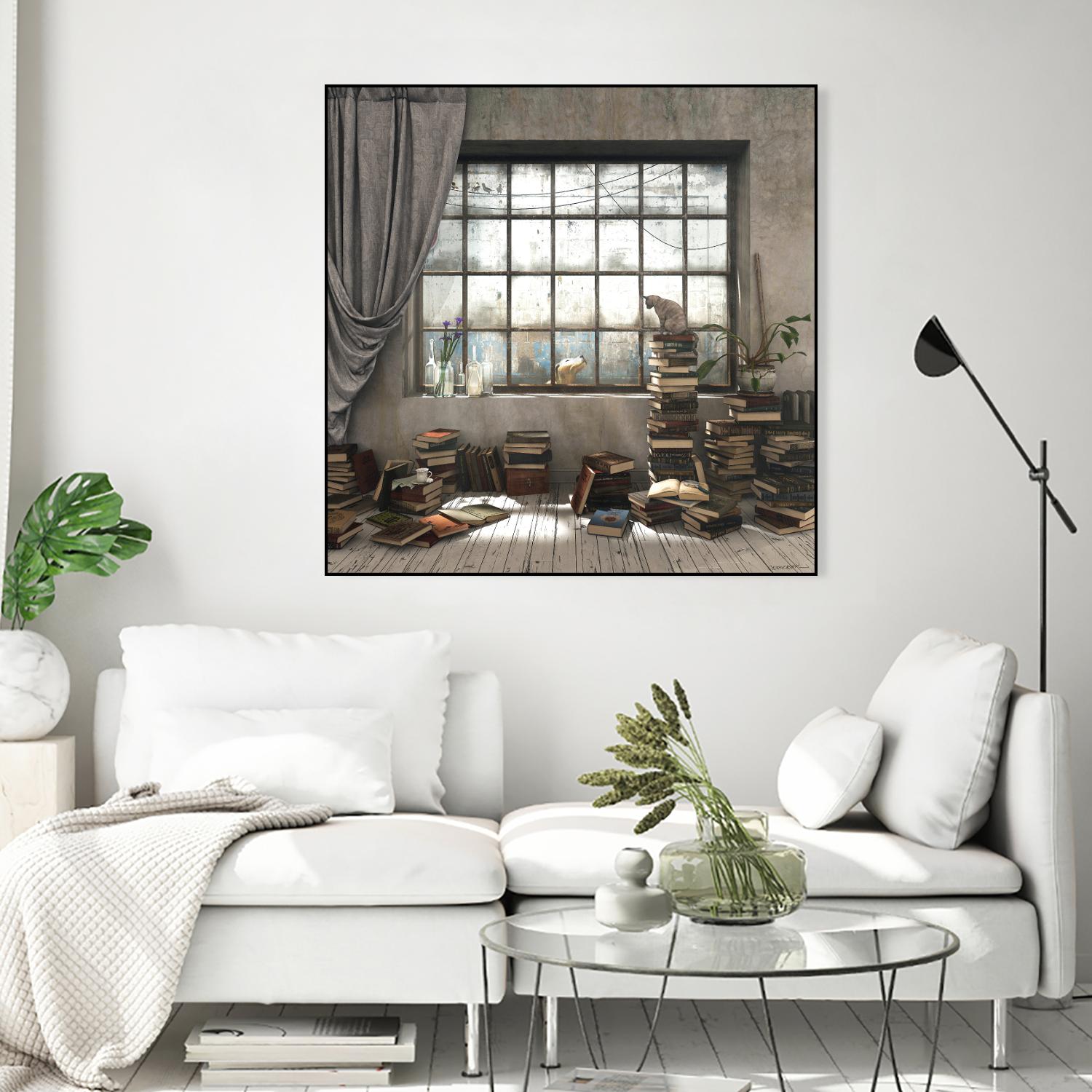 Introvert by Cynthia Decker on GIANT ART - multi children, contemporary, animals, cats, dogs, windows