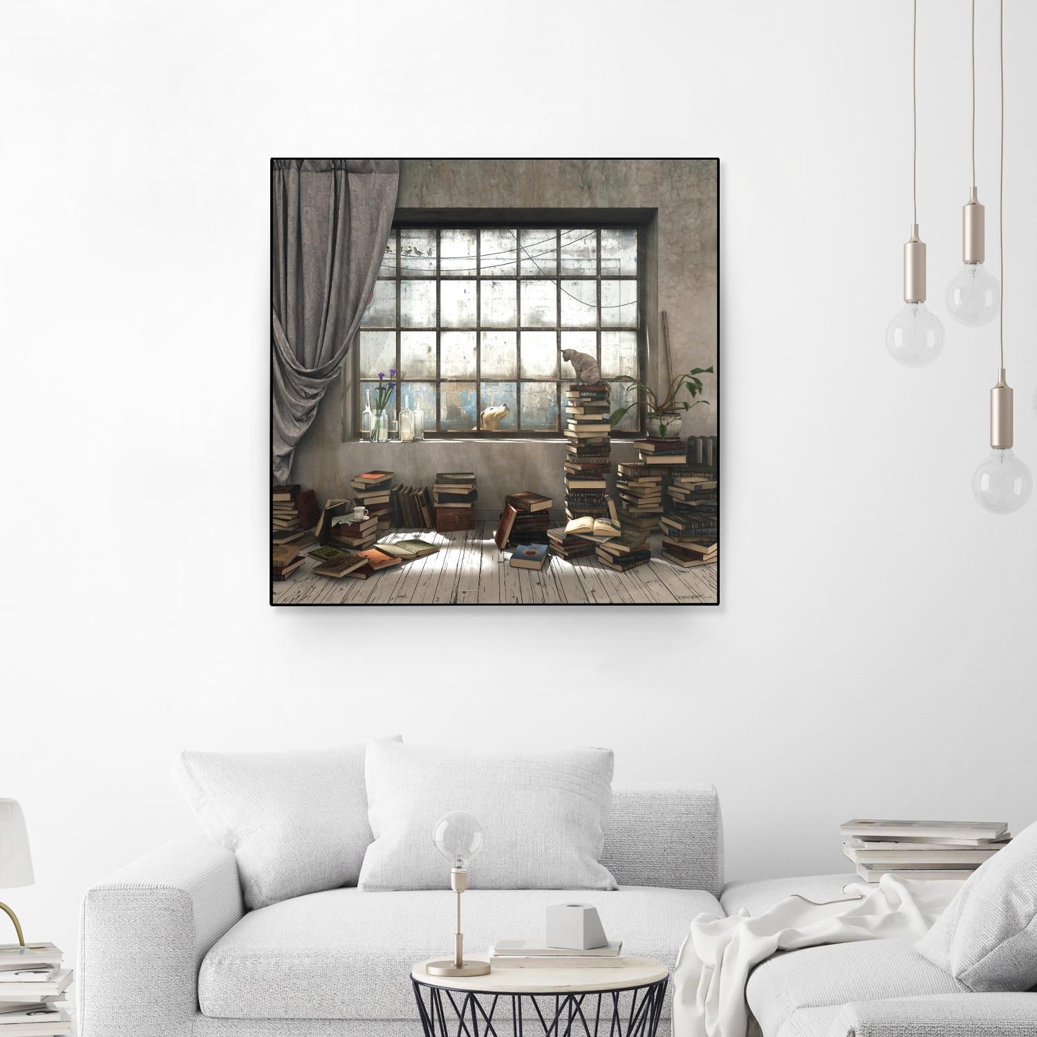 Introvert by Cynthia Decker on GIANT ART - multi children, contemporary, animals, cats, dogs, windows