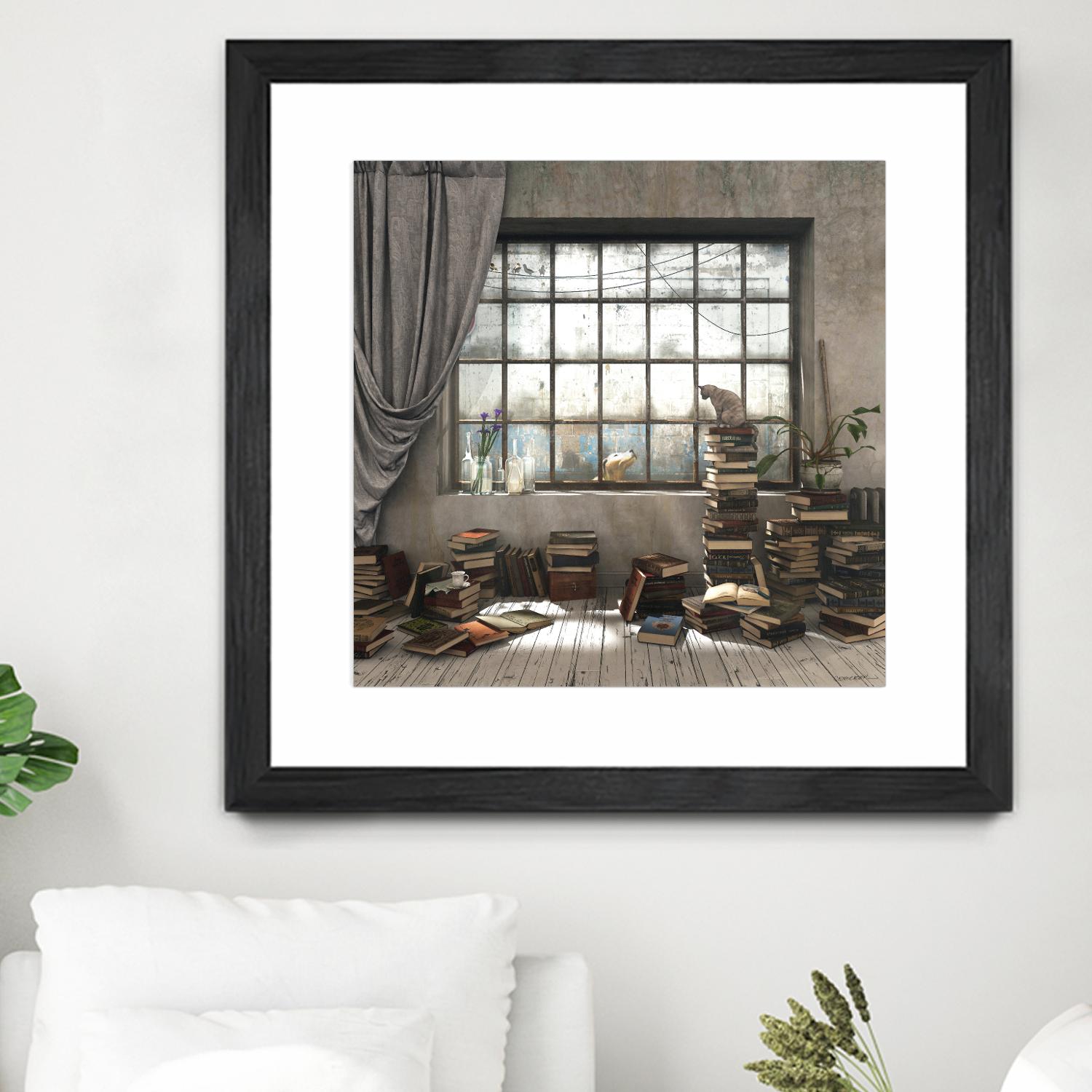 Introvert by Cynthia Decker on GIANT ART - multi children, contemporary, animals, cats, dogs, windows