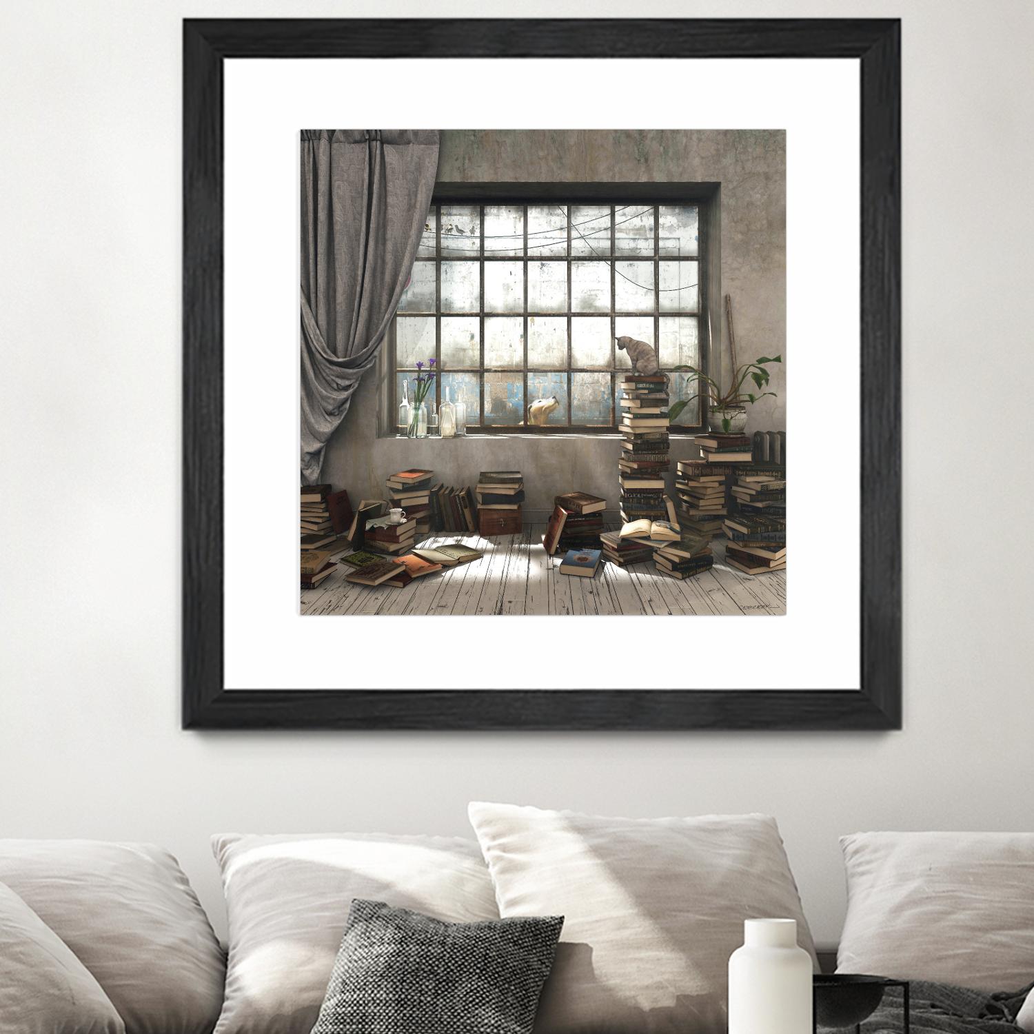 Introvert by Cynthia Decker on GIANT ART - multi children, contemporary, animals, cats, dogs, windows