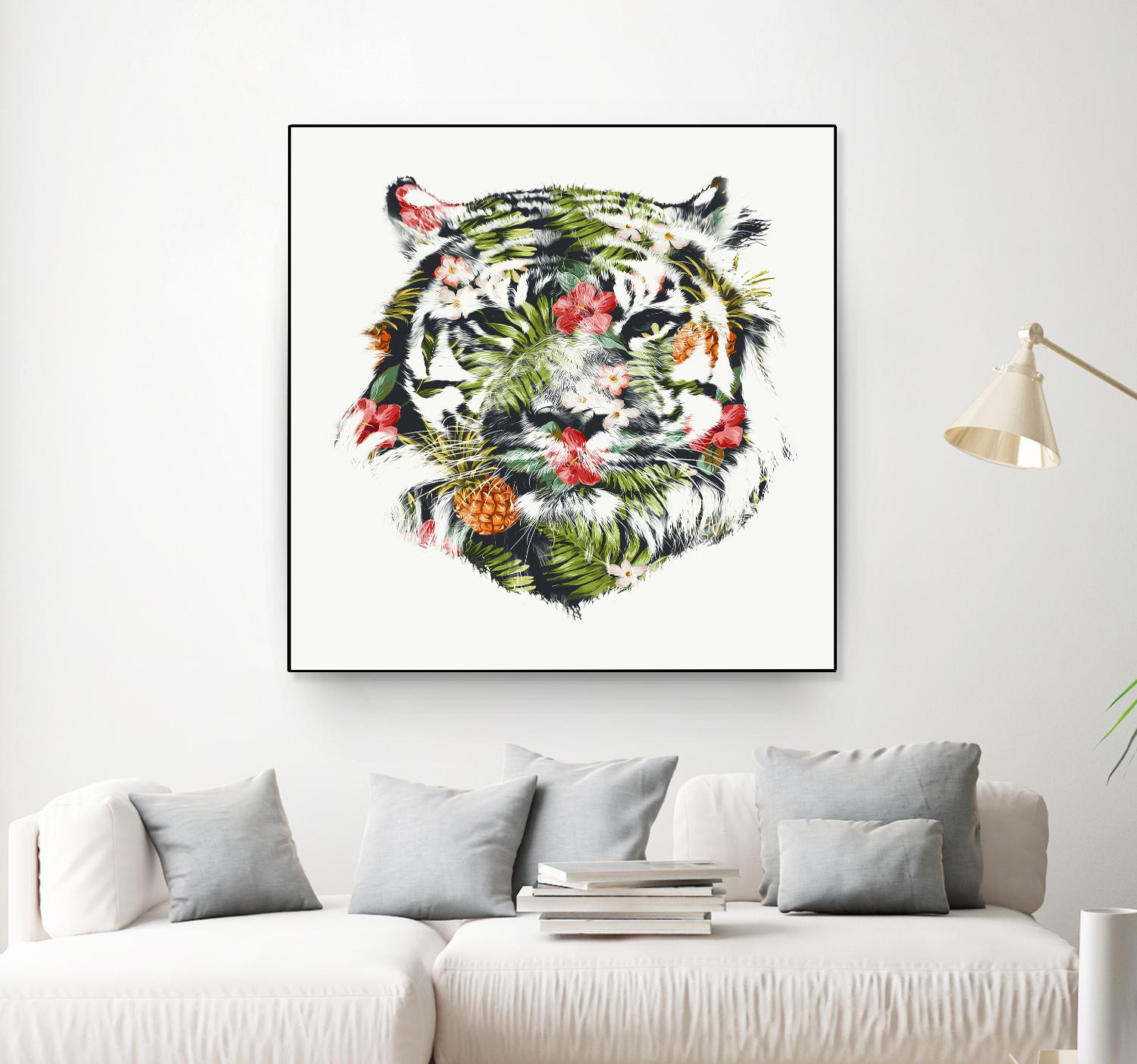 Tropical Tiger by Robert Farkas on GIANT ART - green animals
