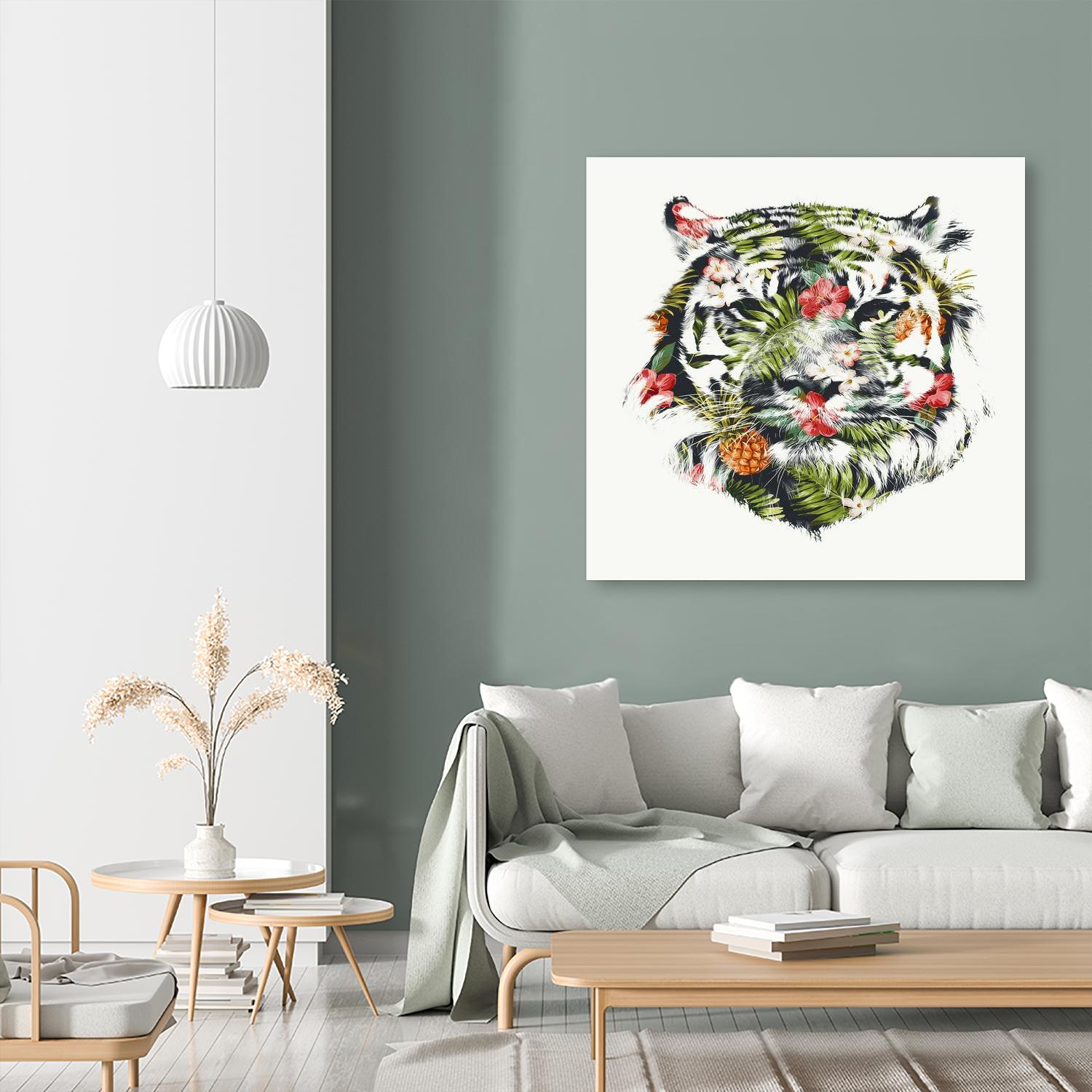 Tropical Tiger by Robert Farkas on GIANT ART - green animals