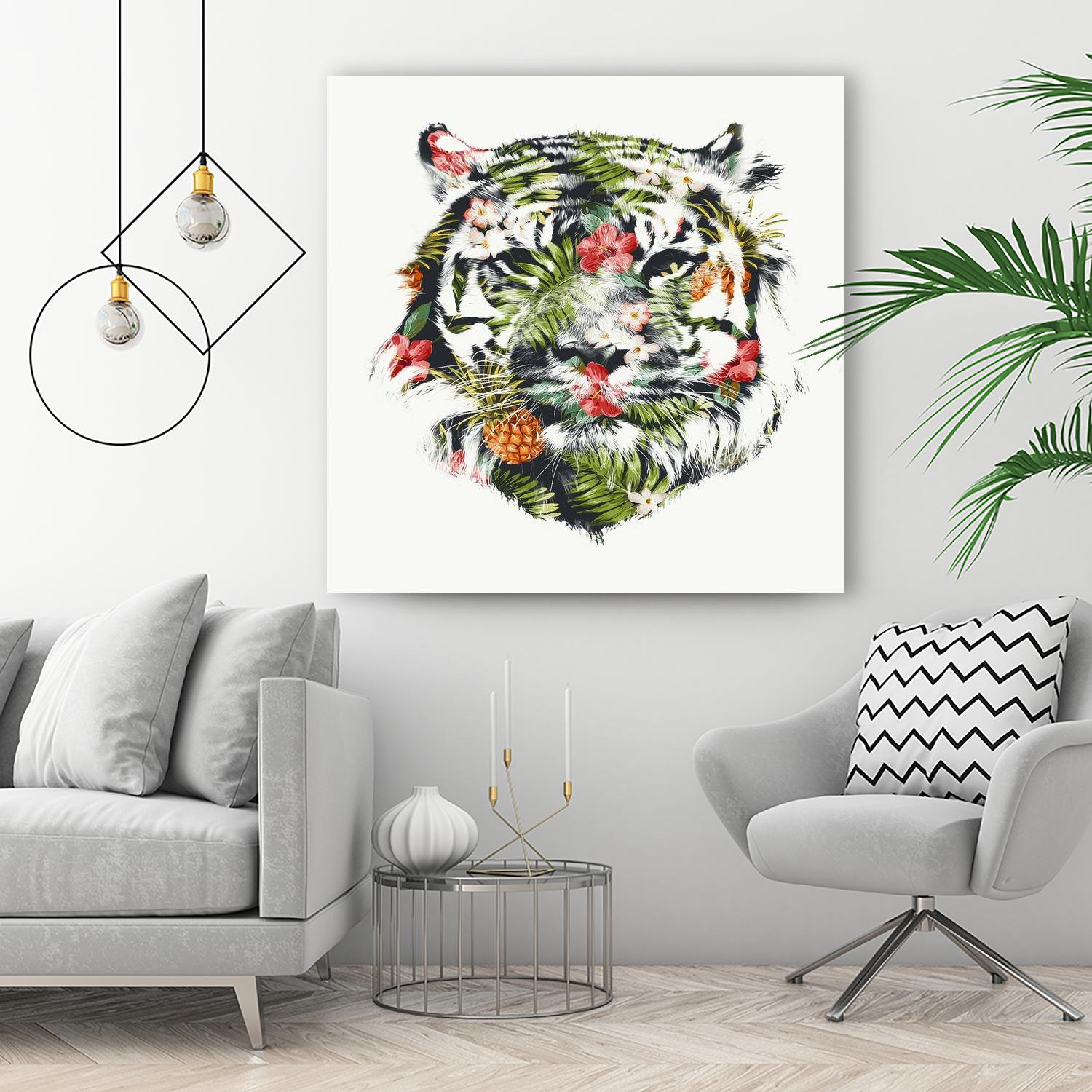 Tropical Tiger by Robert Farkas on GIANT ART - green animals