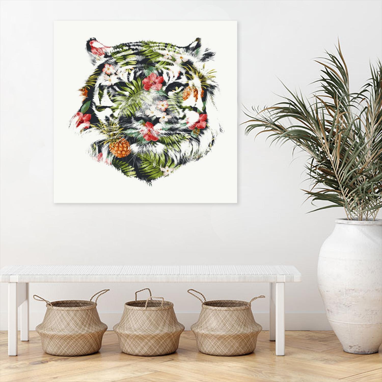 Tropical Tiger by Robert Farkas on GIANT ART - green animals