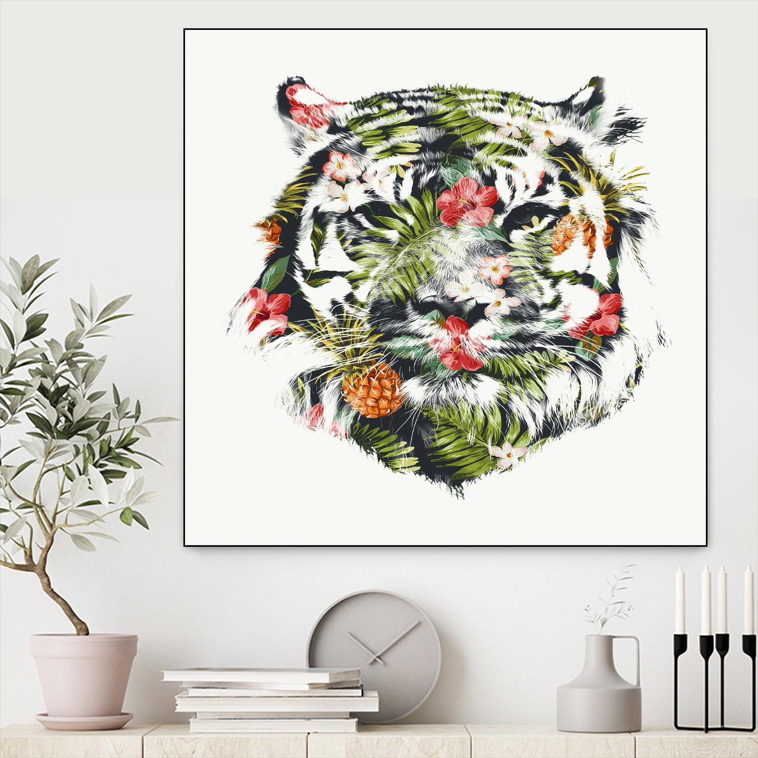 Tropical Tiger by Robert Farkas on GIANT ART - green animals