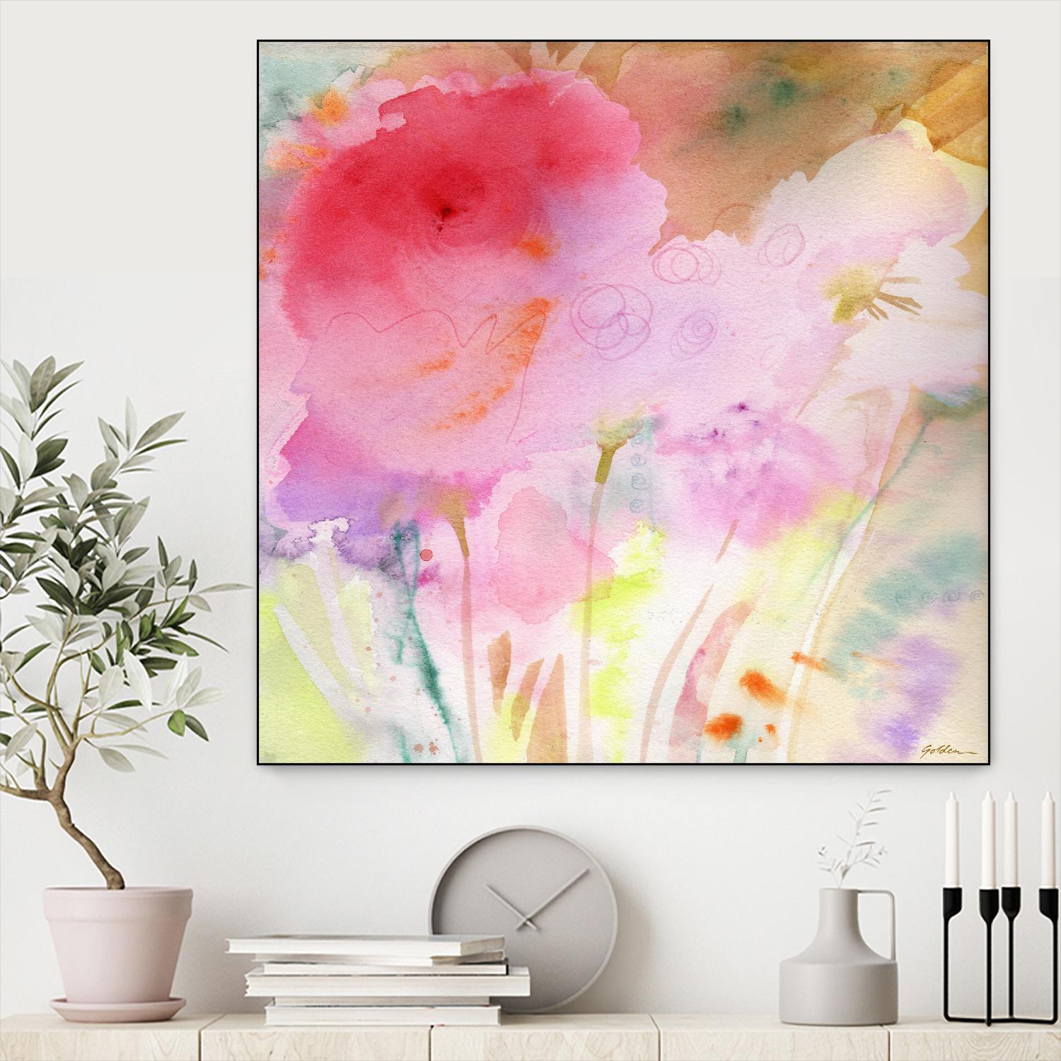 Pink Whisper by Sheila Golden on GIANT ART - multicolor contemporary; floral/still life; abstracts