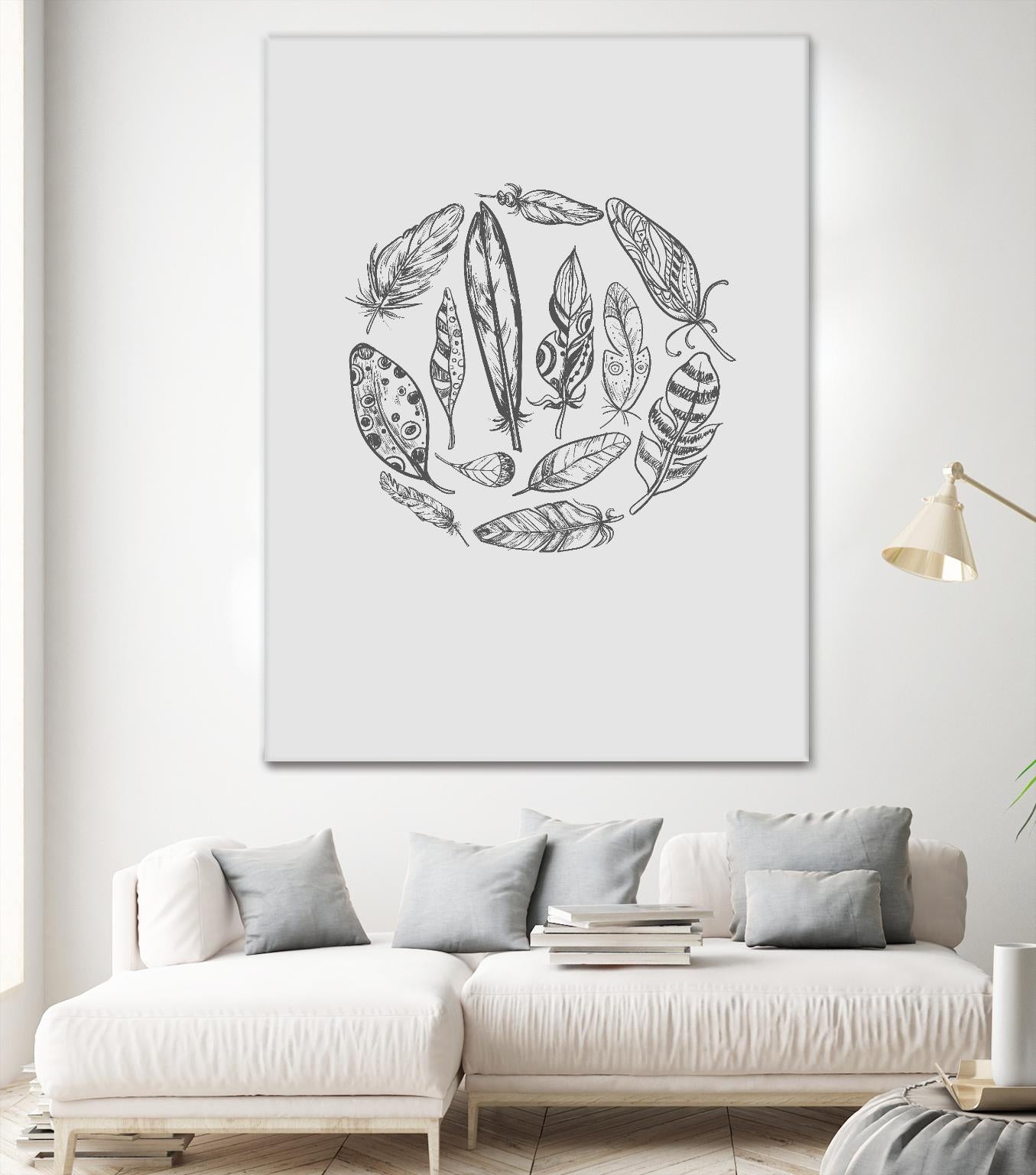 Feather Circle by Incado on GIANT ART - multicolor floral/still life