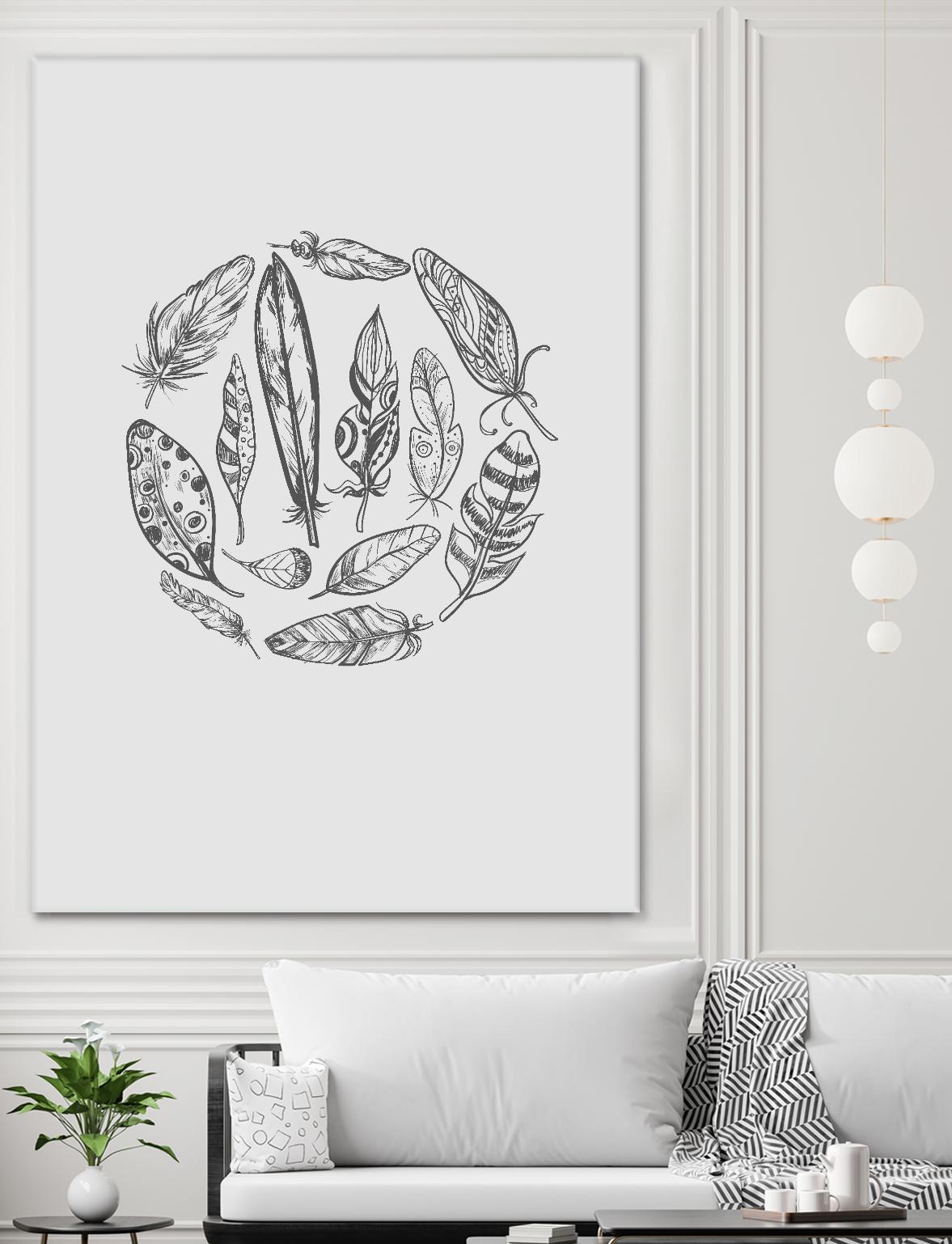 Feather Circle by Incado on GIANT ART - multicolor floral/still life