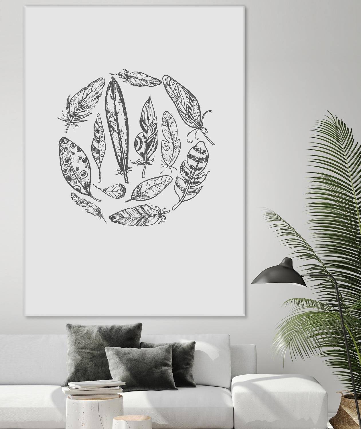 Feather Circle by Incado on GIANT ART - multicolor floral/still life