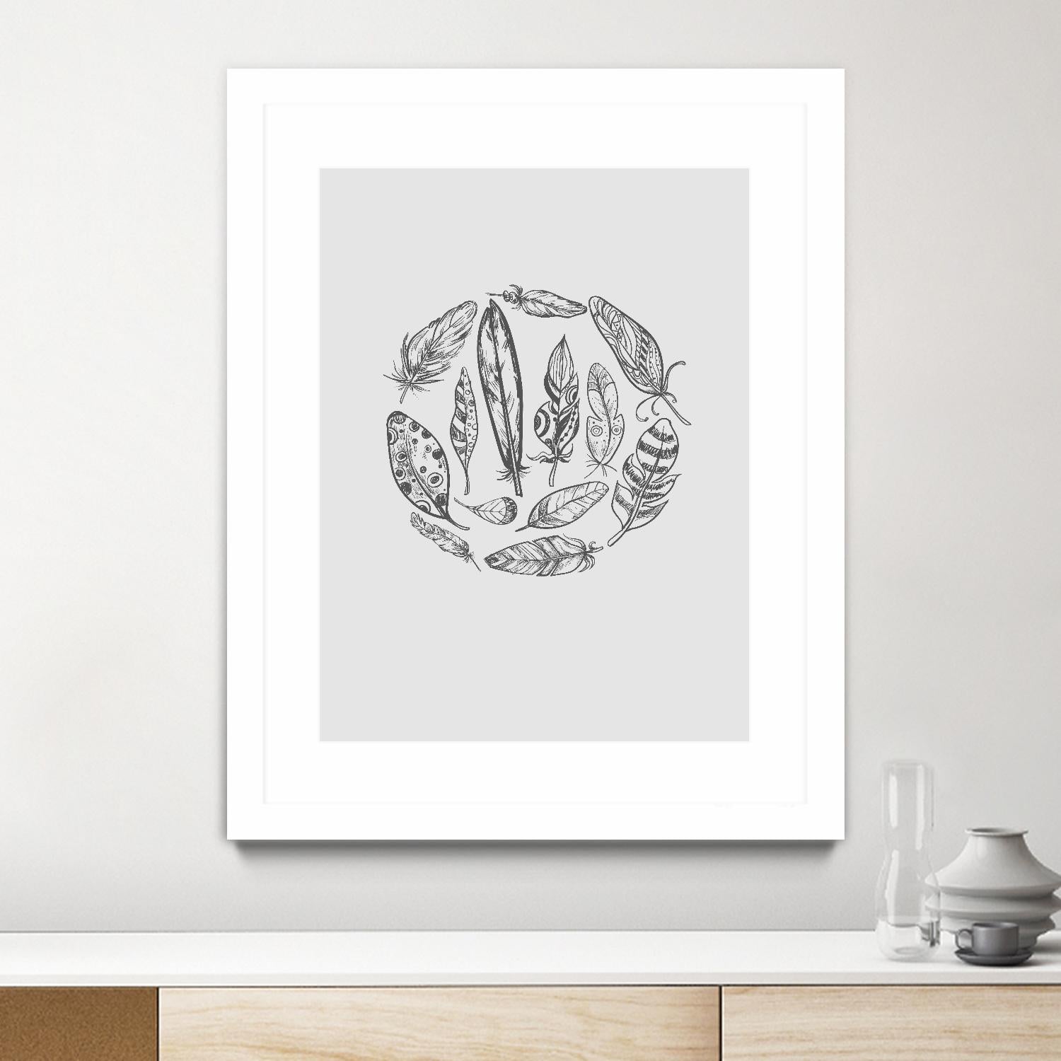 Feather Circle by Incado on GIANT ART - multicolor floral/still life