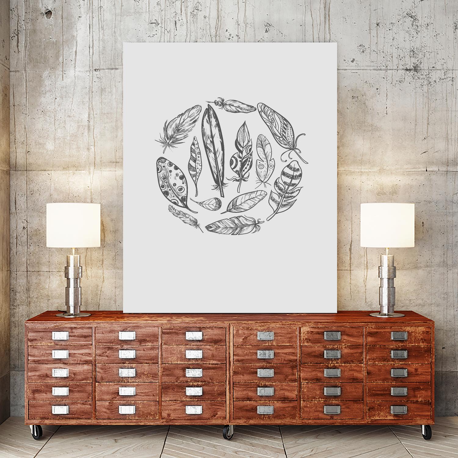 Feather Circle by Incado on GIANT ART - multicolor floral/still life