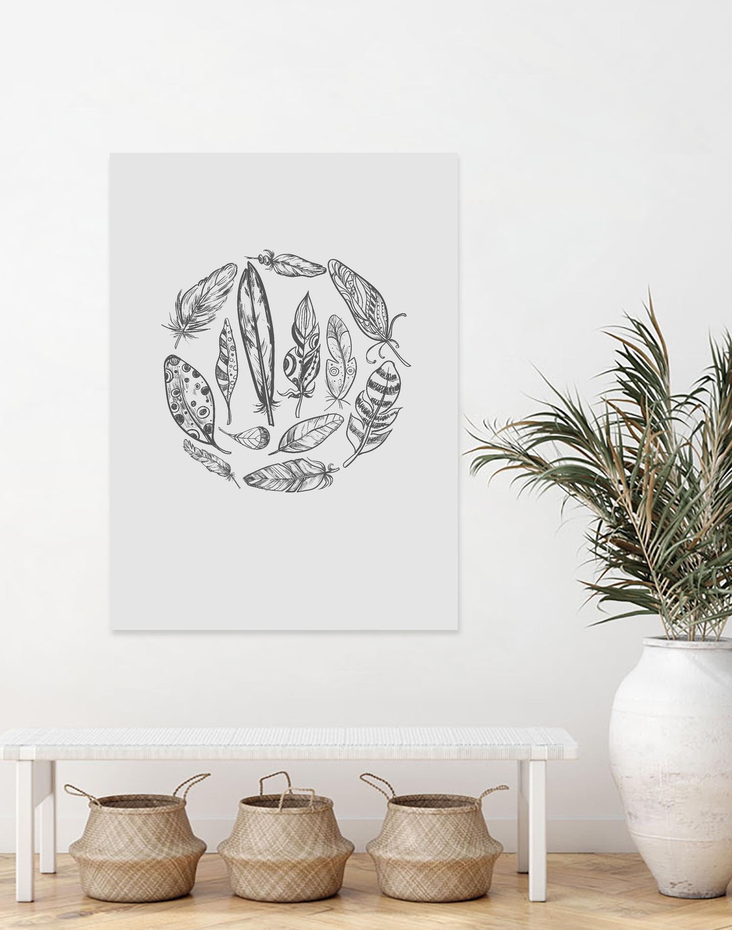 Feather Circle by Incado on GIANT ART - multicolor floral/still life