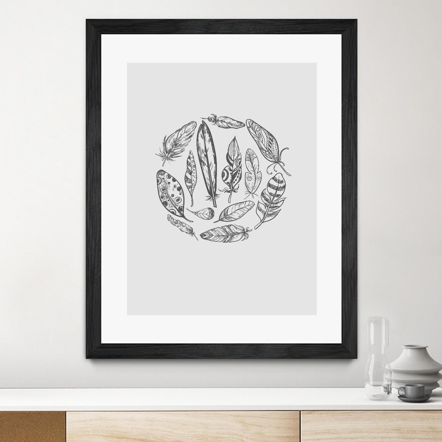 Feather Circle by Incado on GIANT ART - multicolor floral/still life