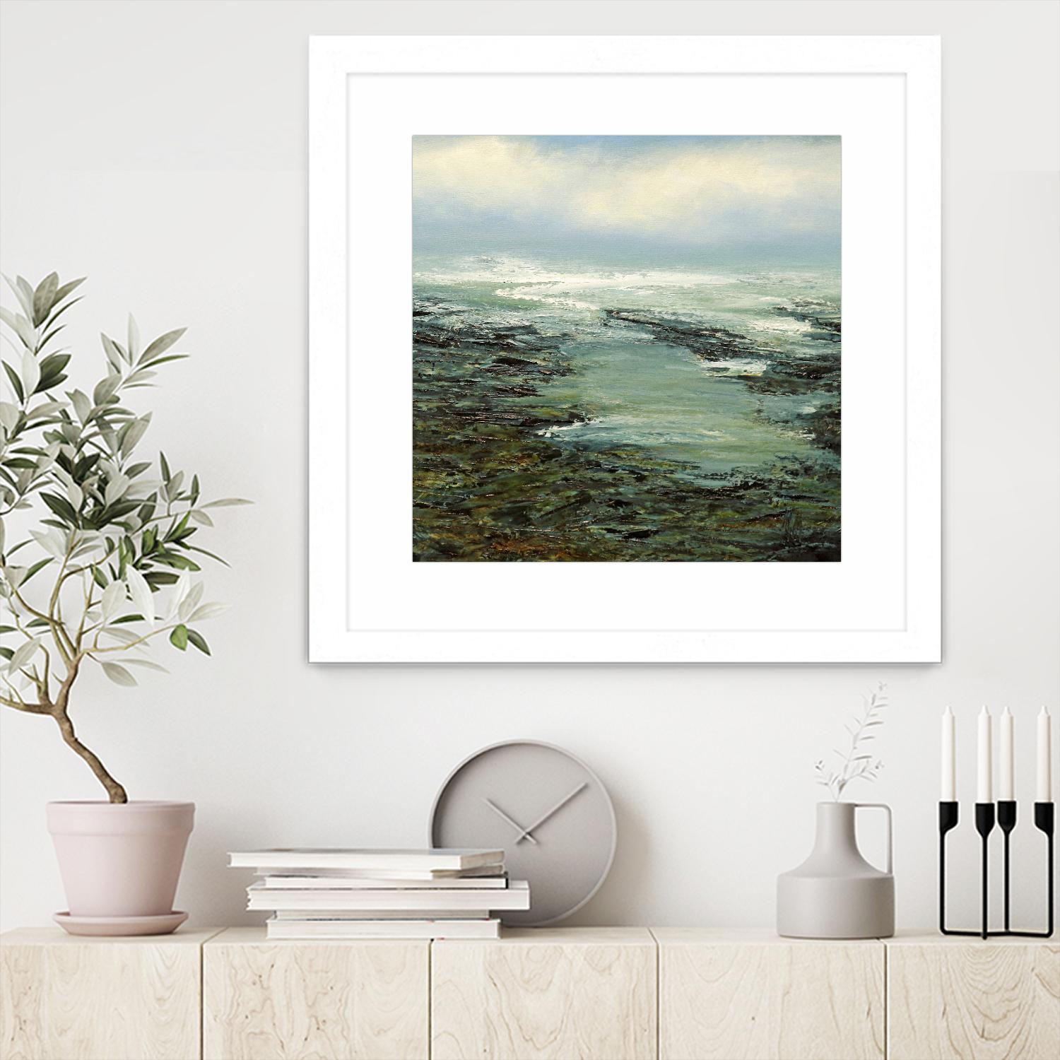 Shallow Reef by Michael Mote on GIANT ART - green coastal, landscapes, beaches, ocean