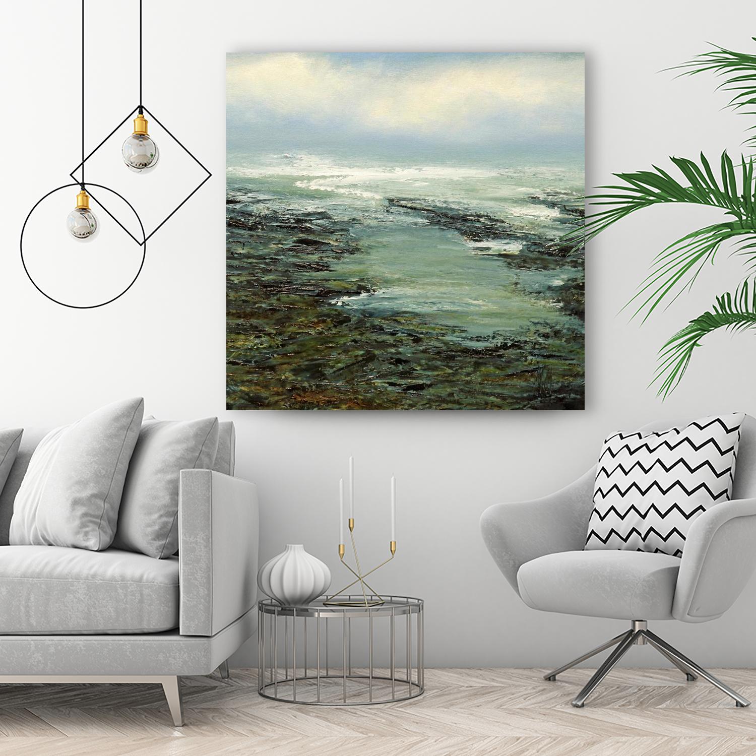 Shallow Reef by Michael Mote on GIANT ART - green coastal, landscapes, beaches, ocean