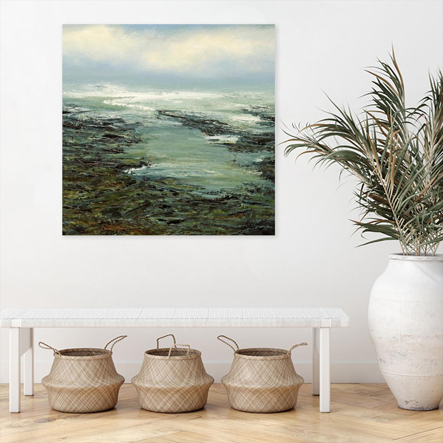 Shallow Reef by Michael Mote on GIANT ART - green coastal, landscapes, beaches, ocean