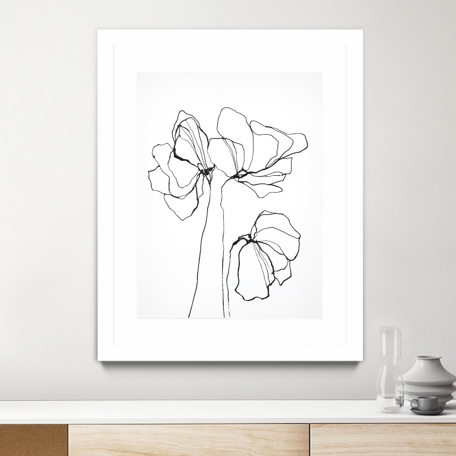 Fine Line 6 by Design Fabrikken on GIANT ART - black,white contemporary, floral/still life, flowers