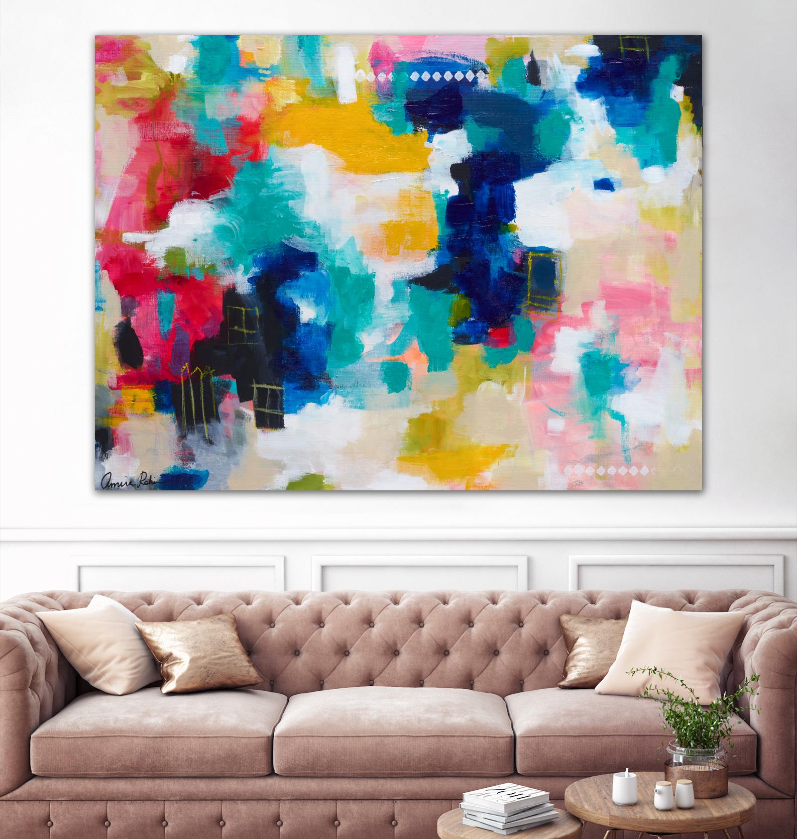 House with a Picket Fence by Amira Rahim on GIANT ART - pink abstract