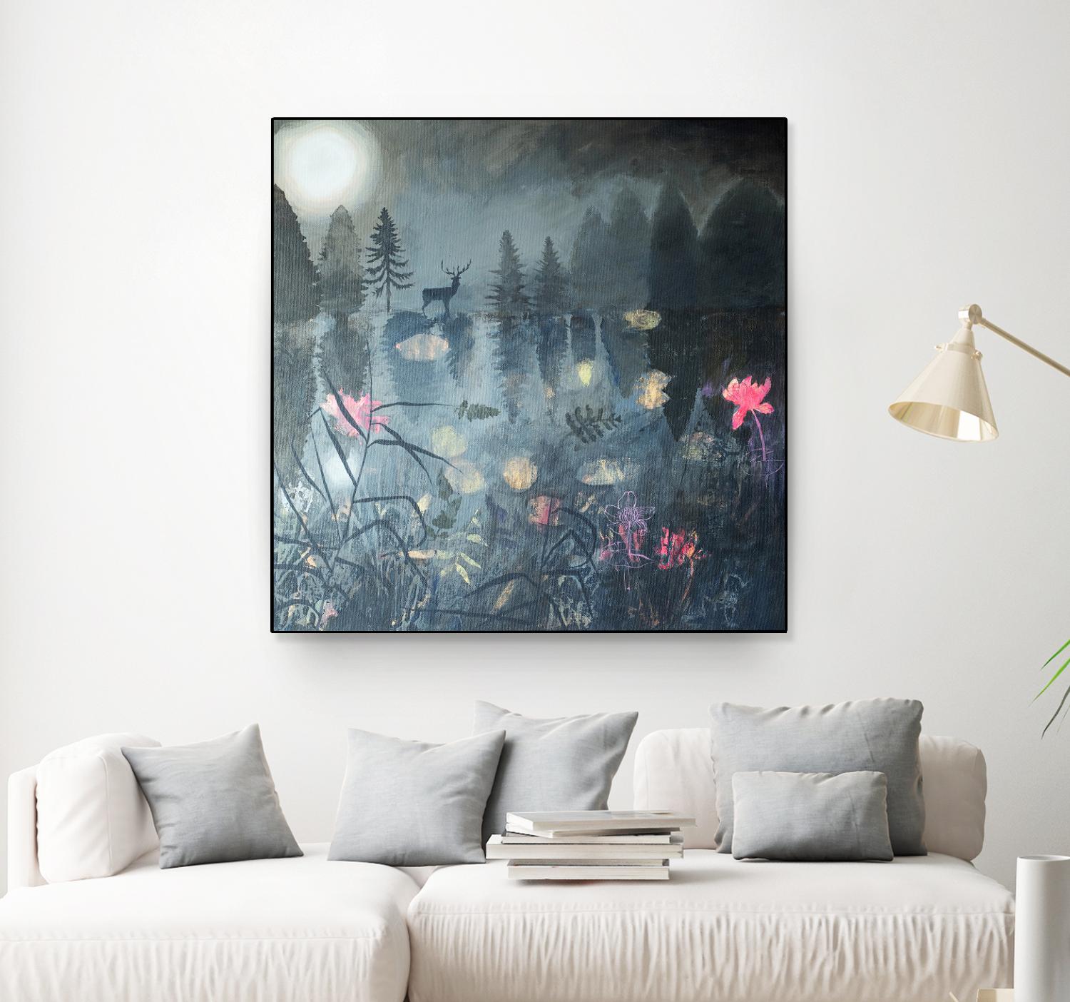 Moonlit Moment by Dawn Stacey on GIANT ART - multicolor contemporary; animals; landscapes